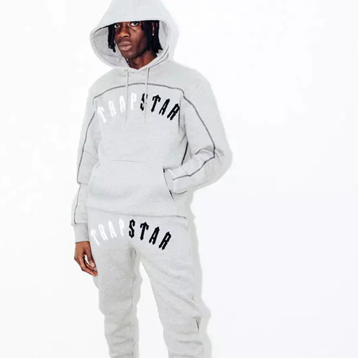Trapstar Irongate Chenille Arch Hooded Tracksuit - Grey Monochrome Edition