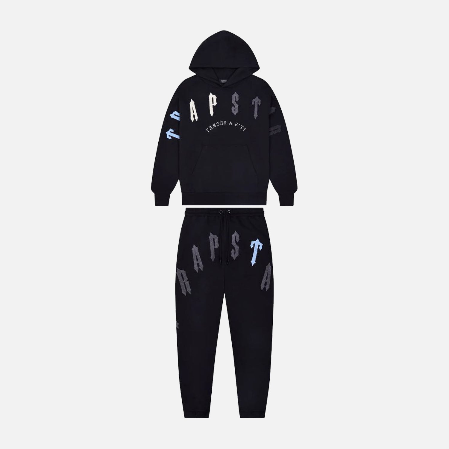 Trapstar Irongate Arch Chenille 2.0 Hooded Tracksuit - Black / Ice Blue
