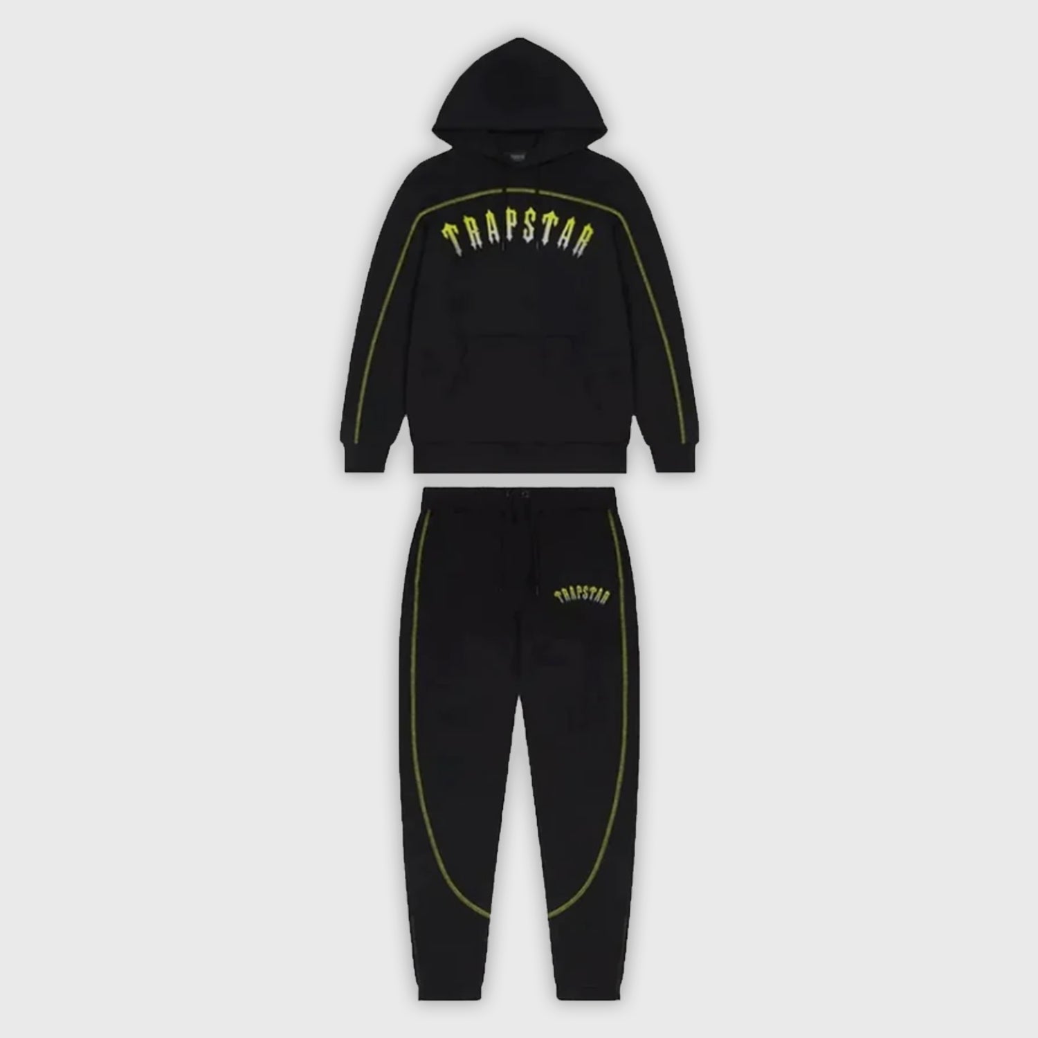 TRAPSTAR IRONGATE ARCH TRACKSUIT CENTRAL CEE BLACK YELLOW KICKKONNECT
