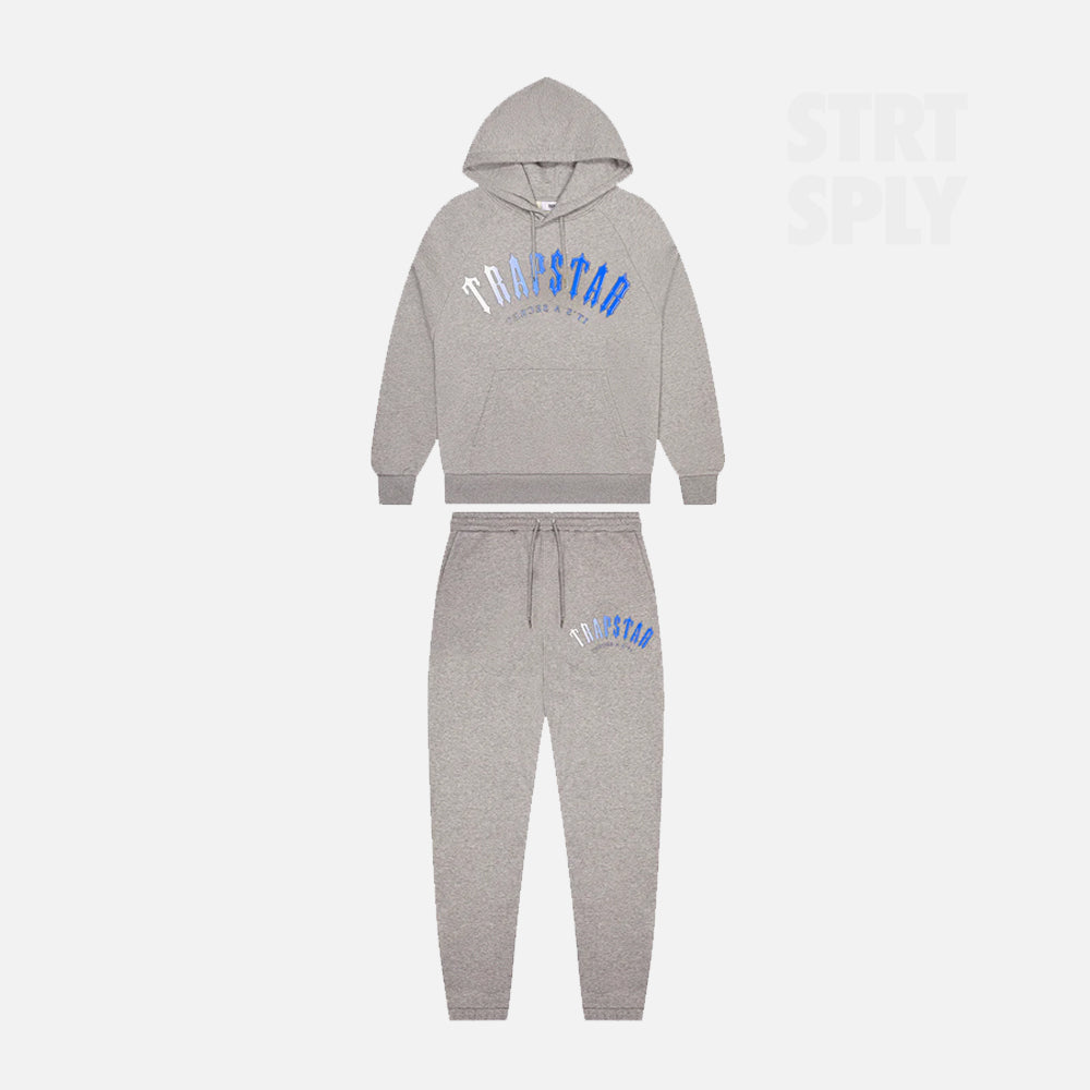 Trapstar Irongate Arch Fade Hooded Tracksuit - Grey / Blue