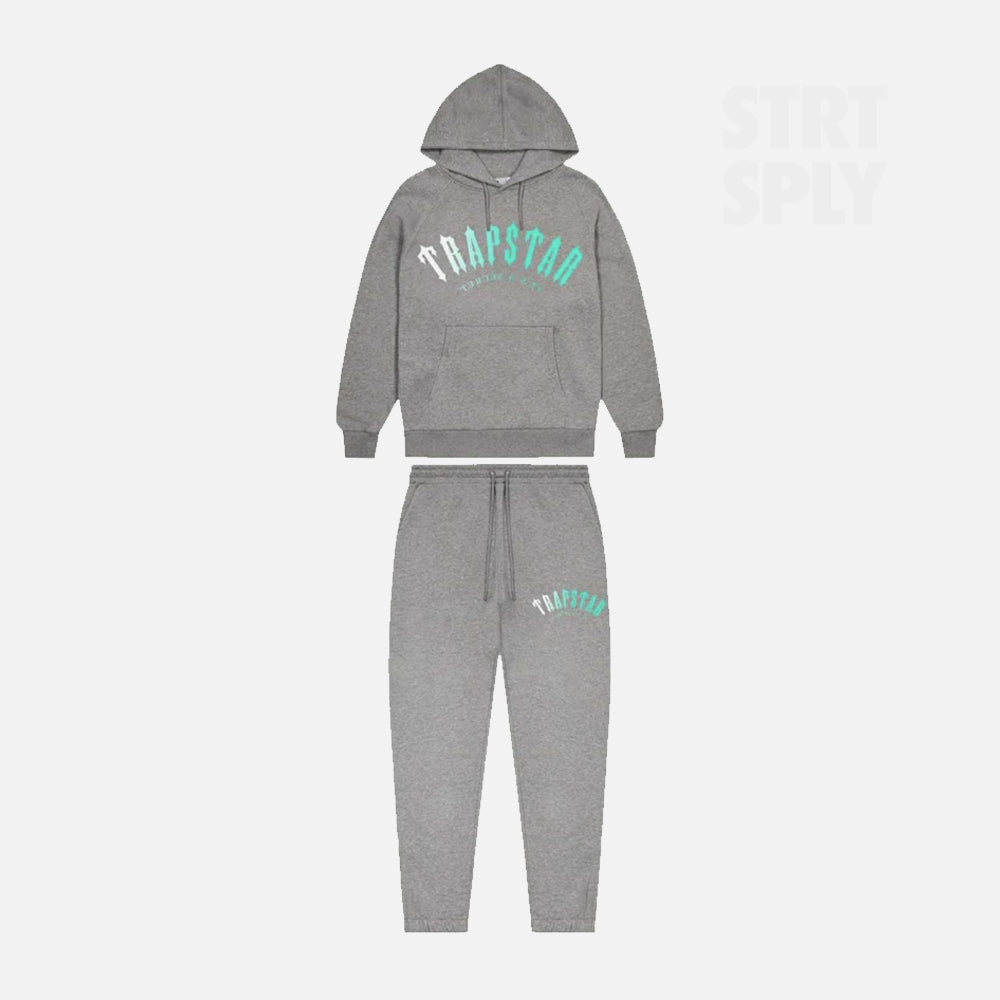 Trapstar Irongate Arch Fade Hooded Tracksuit - Grey / Teal
