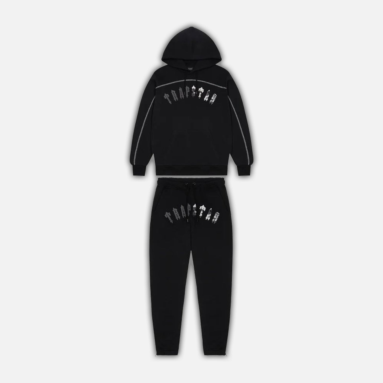 Trapstar Irongate Chenille Arch Hooded Tracksuit - Black / Grey Camo