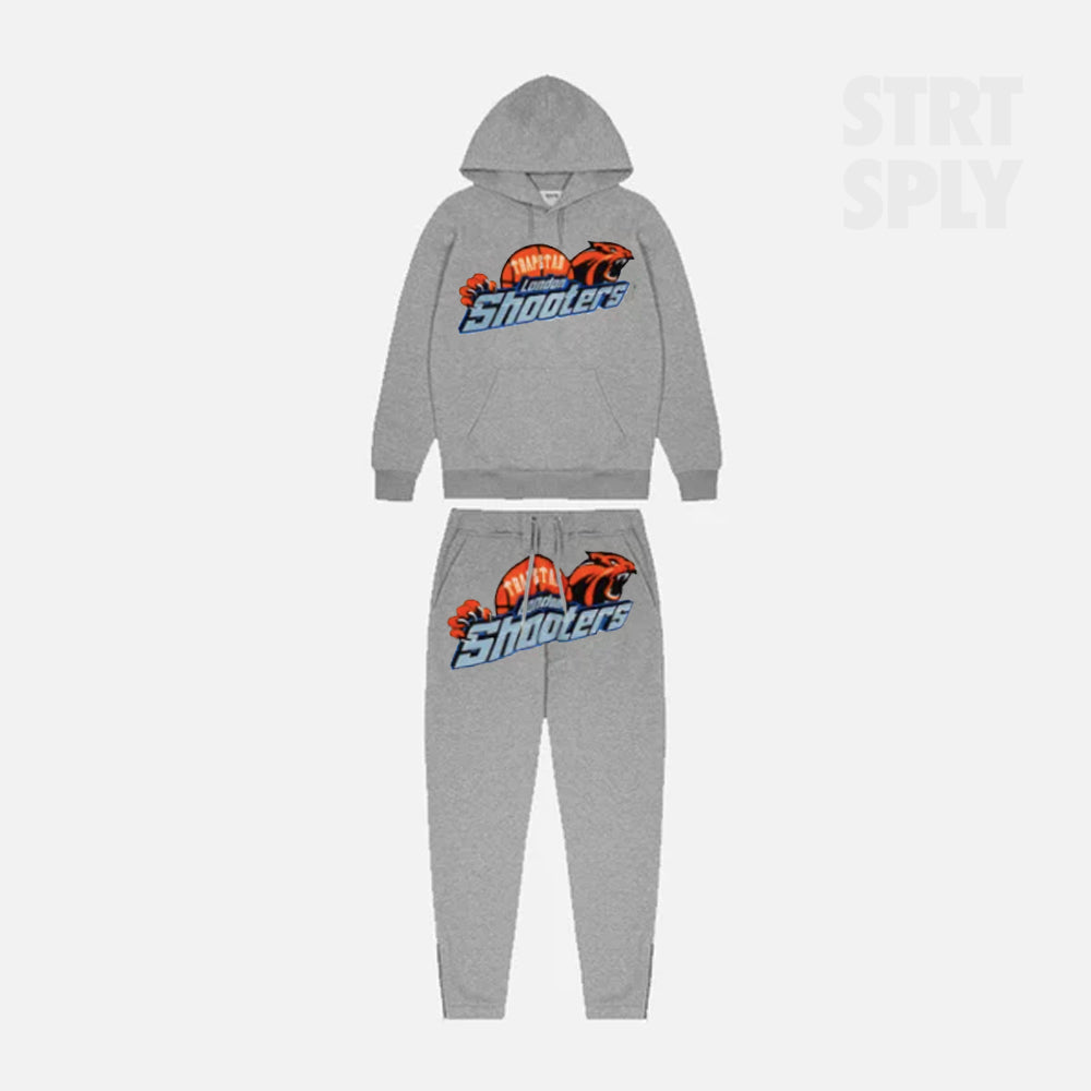 Trapstar Shooters Hooded Tracksuit - Grey / Orange