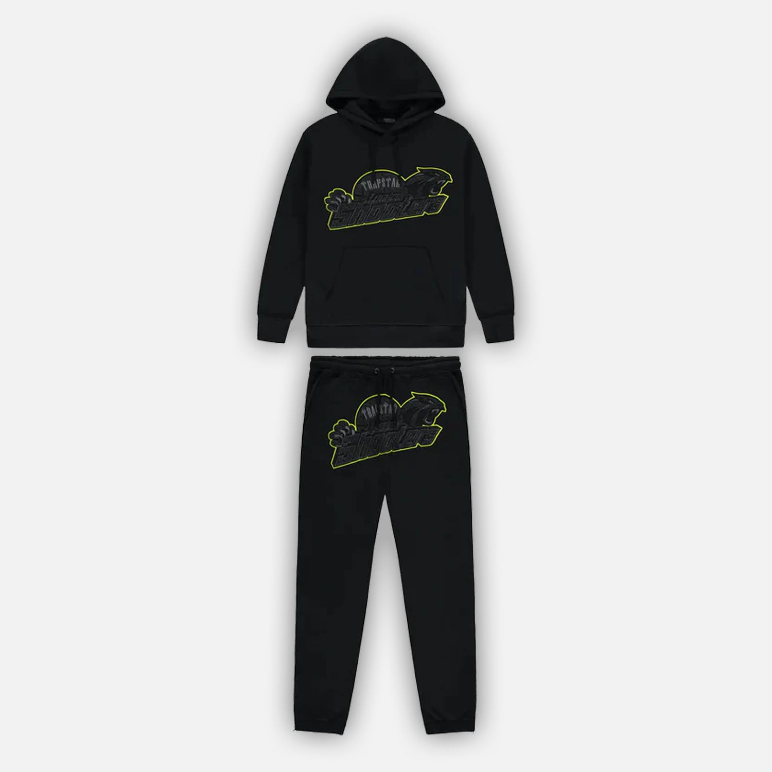 Trapstar Shooters Hooded Tracksuit - Black / Lime Green