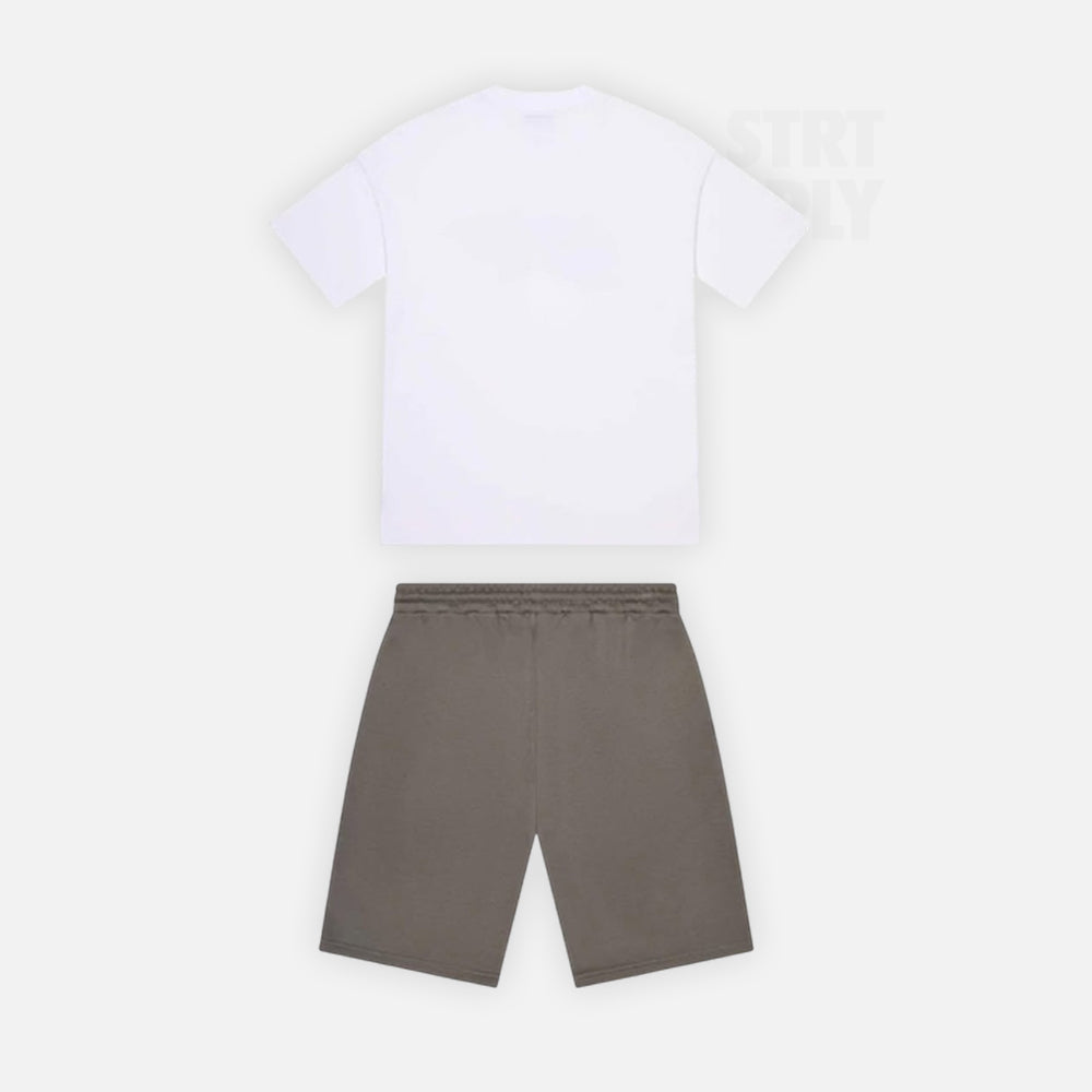 Trapstar TRP Flame T-Shirt & Short Set - White / Khaki