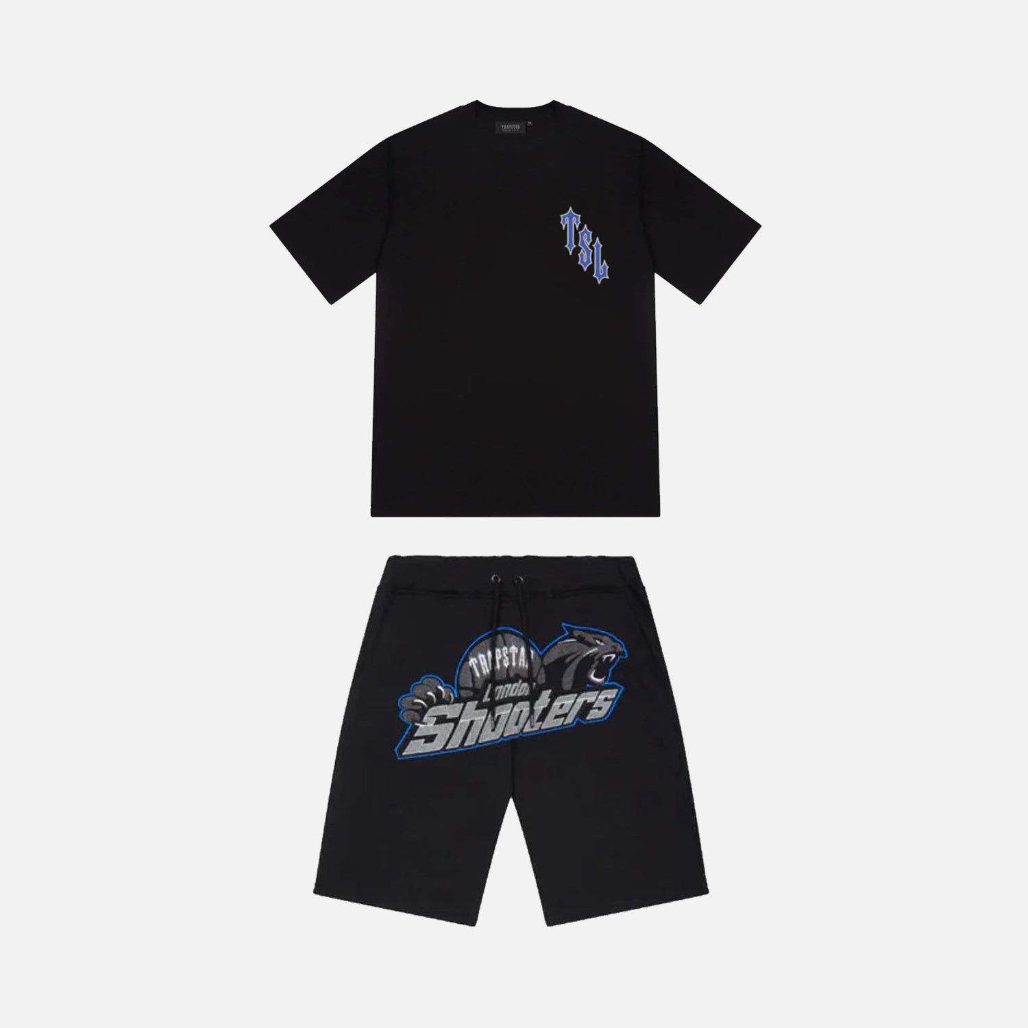 Trapstar Shooters T-Shirt & Short Set - Black / Blue