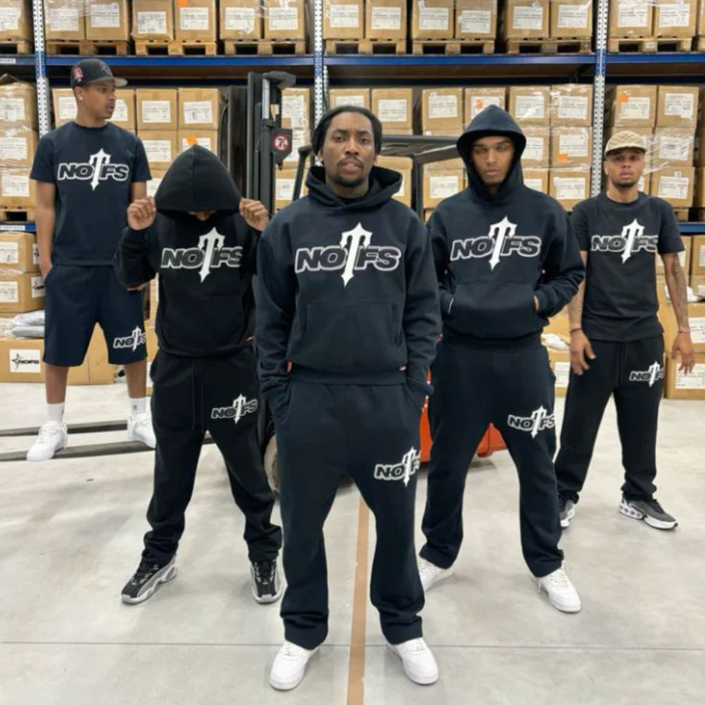 Trapstar x NOFS Hoodie - Black / Ice Blue