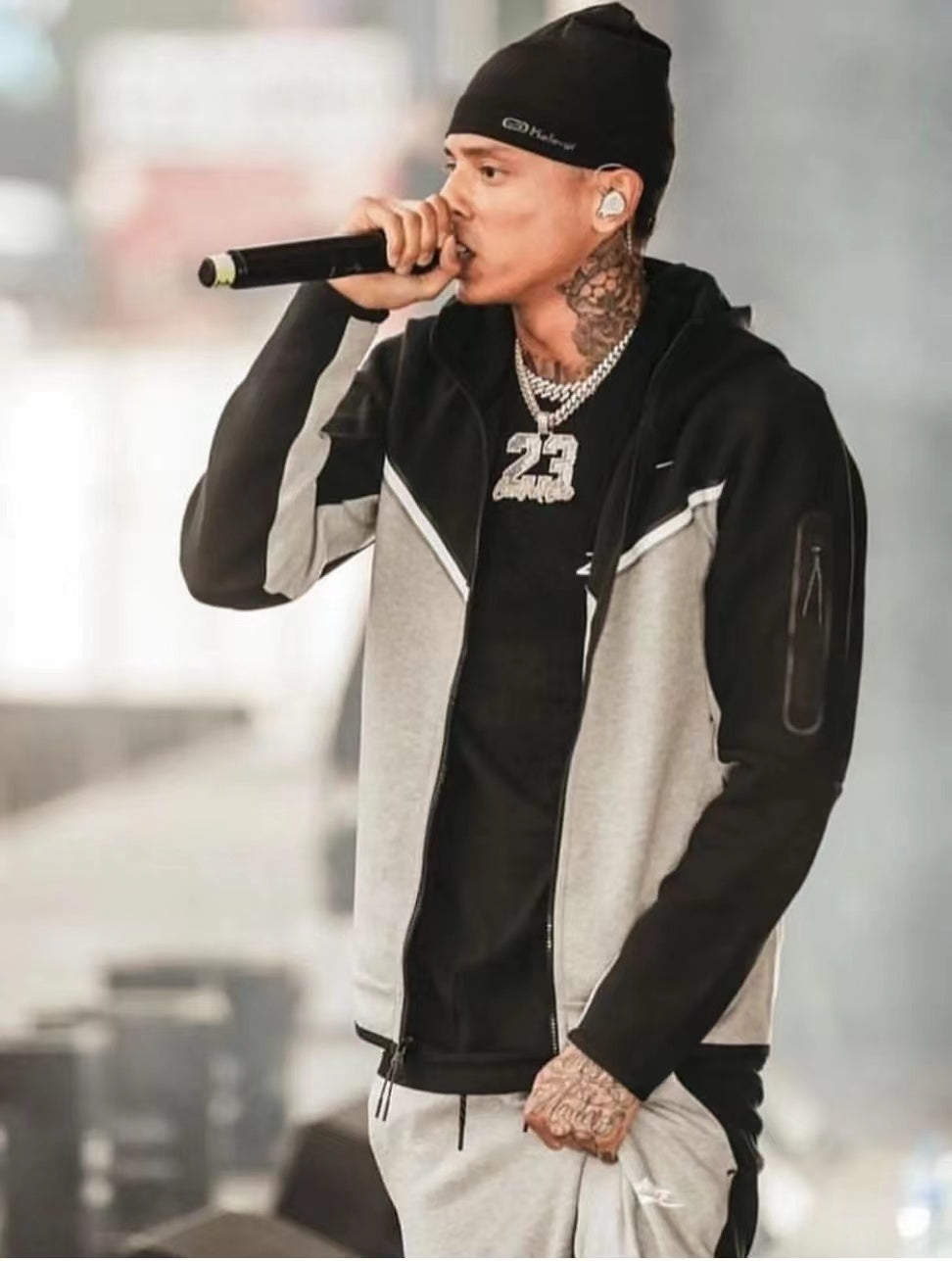 Nike Tech Fleece Hoodie - Black / Grey / White