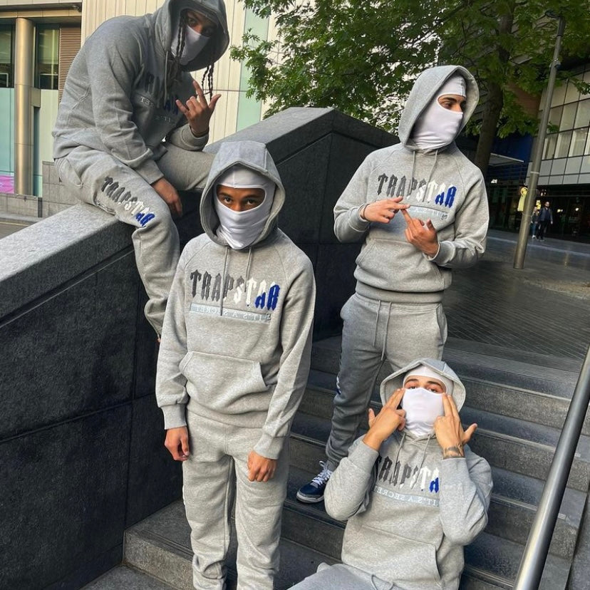 Trapstar Chenille Decoded 2.0 Hooded Tracksuit - Grey / Dazzling Blue