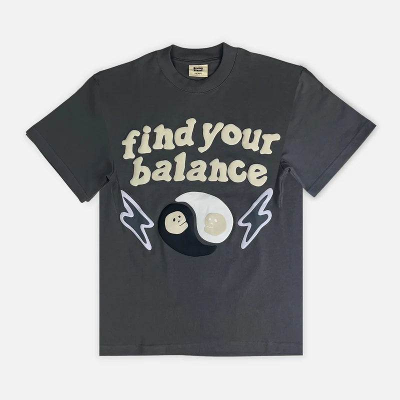 Broken Planet Market 'Find Your Balance' T Shirt - Ash Grey