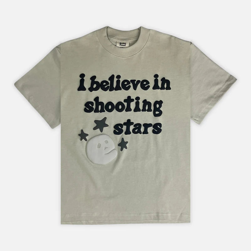 Broken Planet Market 'I Believe In Shooting Stars' T Shirt - Bone White