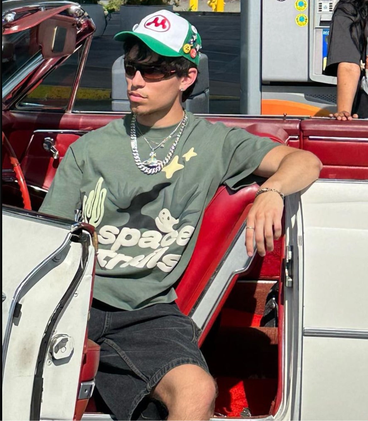 Broken Planet Market 'Space Trails' T-Shirt - Olive Green