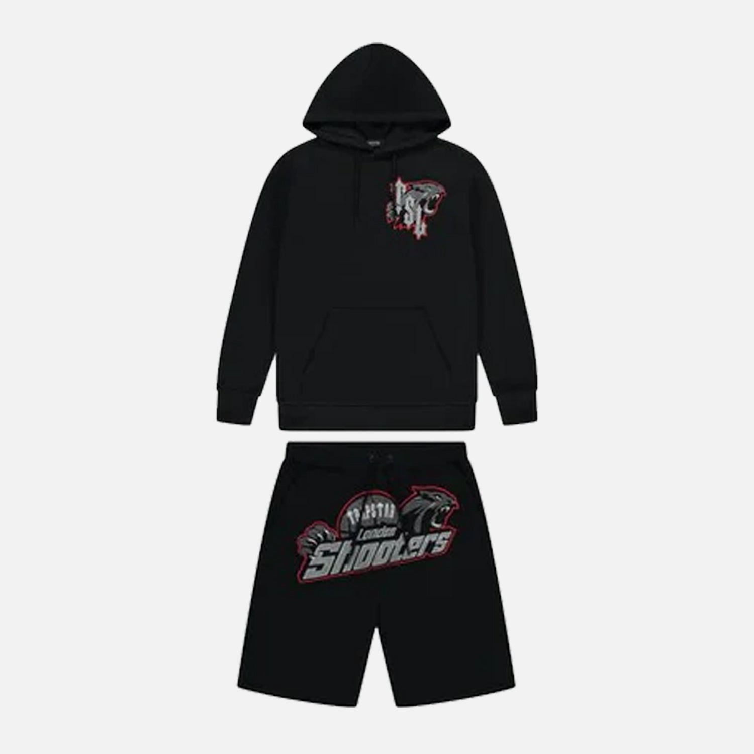 Trapstar Shooters TSL Hooded Short Set - Black / Red