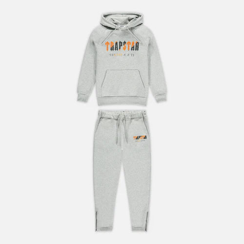 Trapstar Chenille Decoded Hooded Tracksuit - Grey / Orange