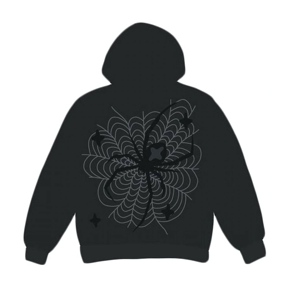 Broken Planet Market Spider Web Zip Up Hoodie - Soot Black