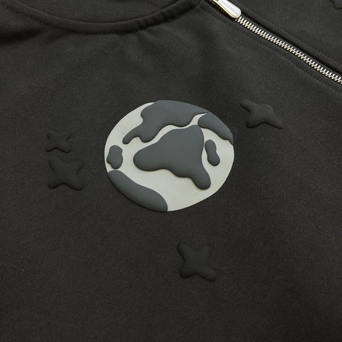 Broken Planet Market Spider Web Zip Up Hoodie - Soot Black