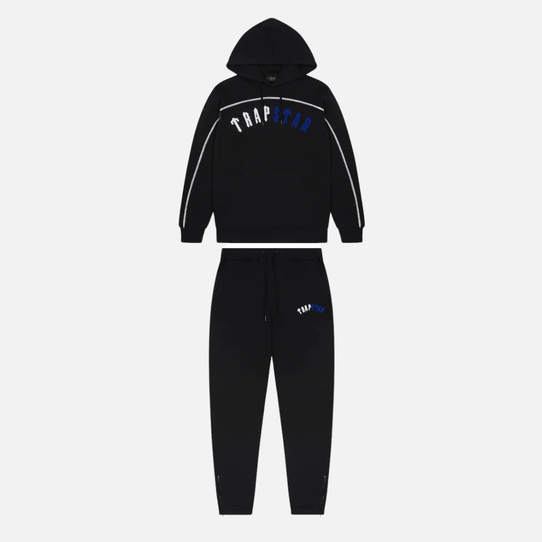 Trapstar Irongate Arch Chenille Hooded Tracksuit - Black Ice
