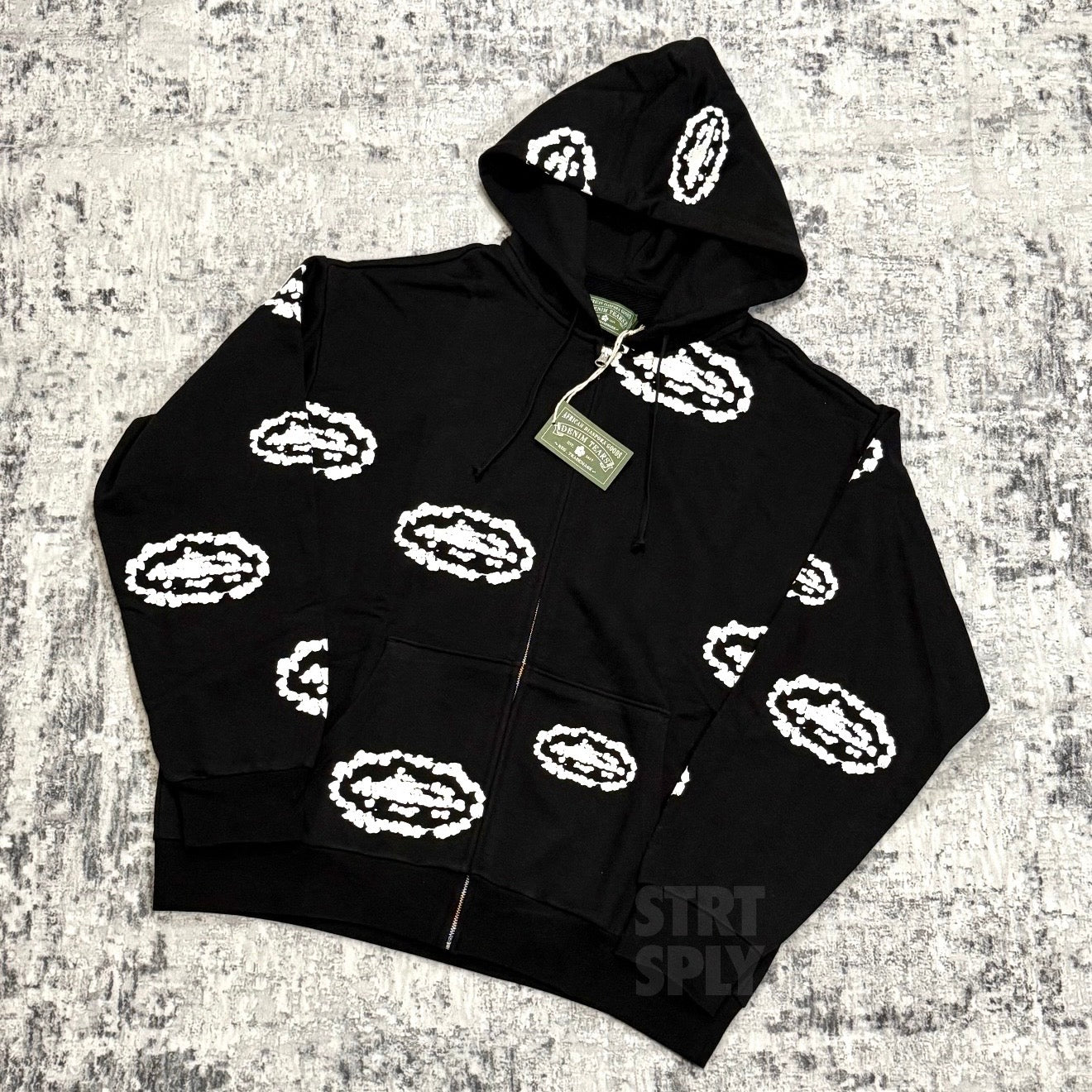 Denim Tears x Corteiz RTW Cotton Wreath Zip-Up Hoodie - Black