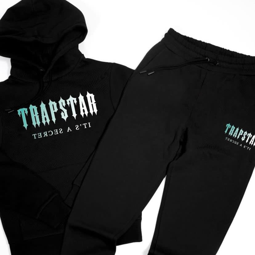 Trapstar Decoded Hooded Tracksuit - Black / Teal Gradient