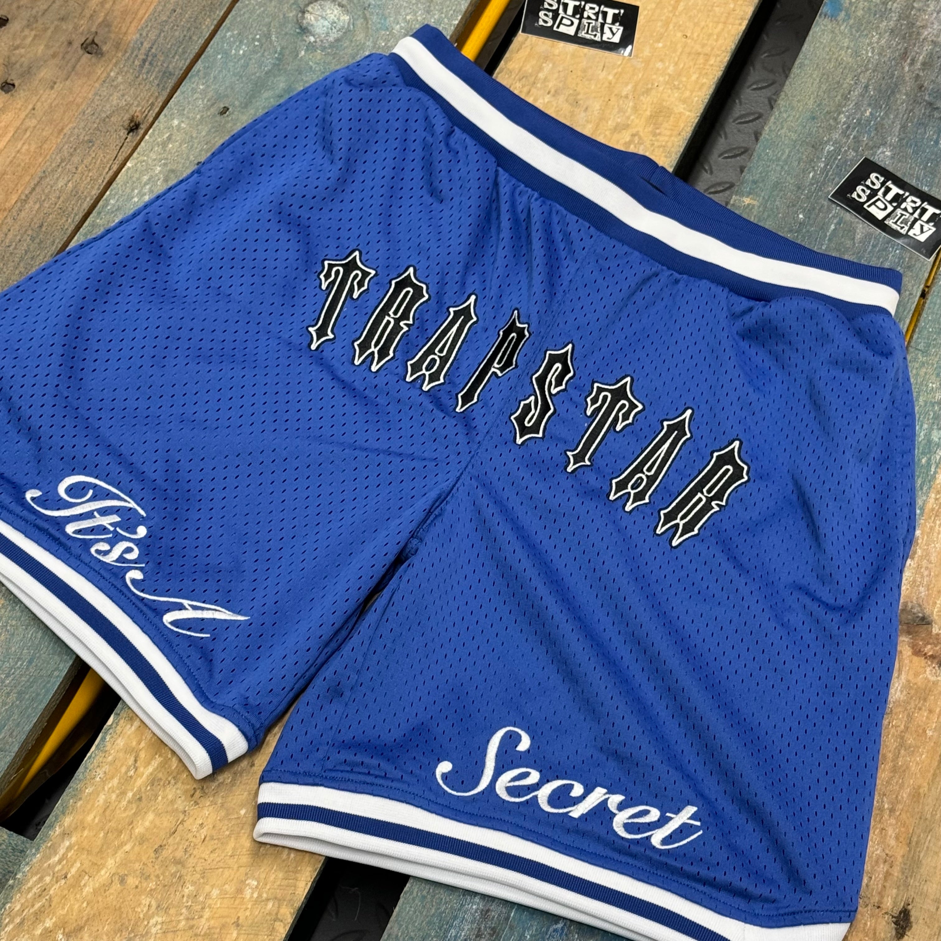 Trapstar It's A Secret Basketball Shorts - Blue / White