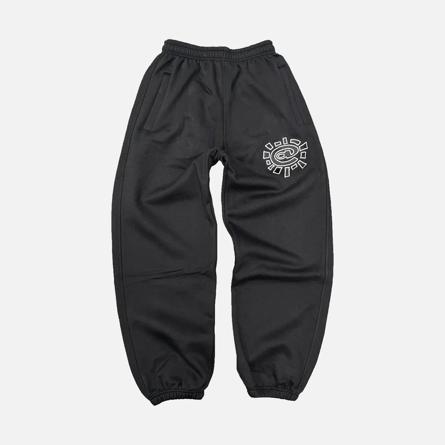 Always Do What You Should Do Sun Relaxed Embroidery Bottoms - Black