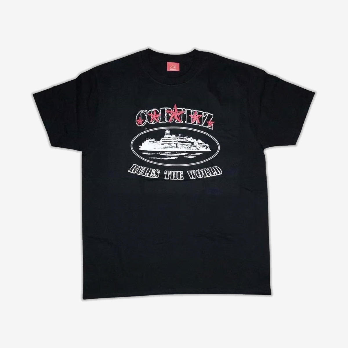 CORTEIZ RTW★コーテイズ 5stras Alcatraz Tシャツ Red/White Corteiz RTW Alcatraz 5 Starz T-Shirt - Black / Red