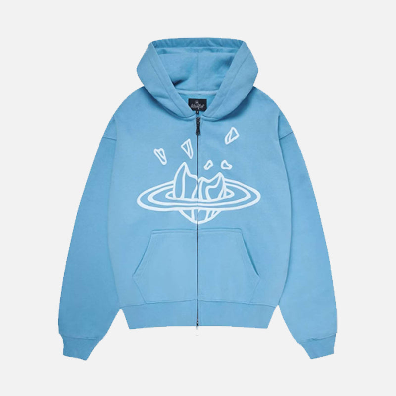 Broken Planet Zip-Up Hoodie - Baby Blue