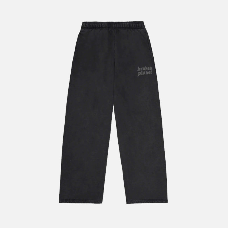 Broken Planet Basics Wide Leg Bottoms - Washed Midnight Black