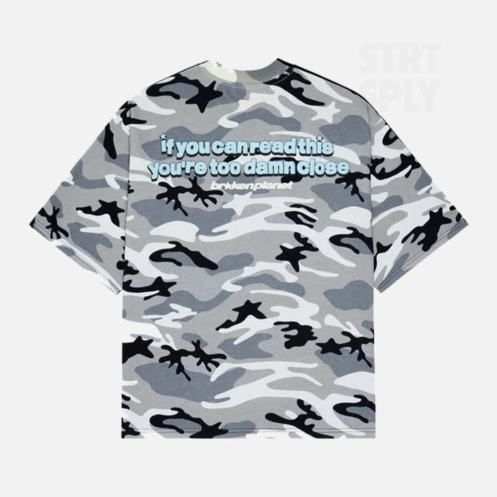 Broken Planet Don't Ask Me Split T-Shirt - Midnight Black / Snow Camo