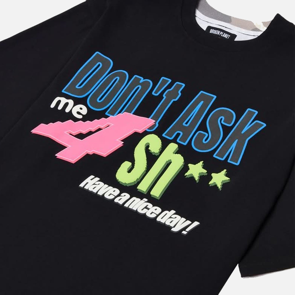 Broken Planet Don't Ask Me Split T-Shirt - Midnight Black / Snow Camo