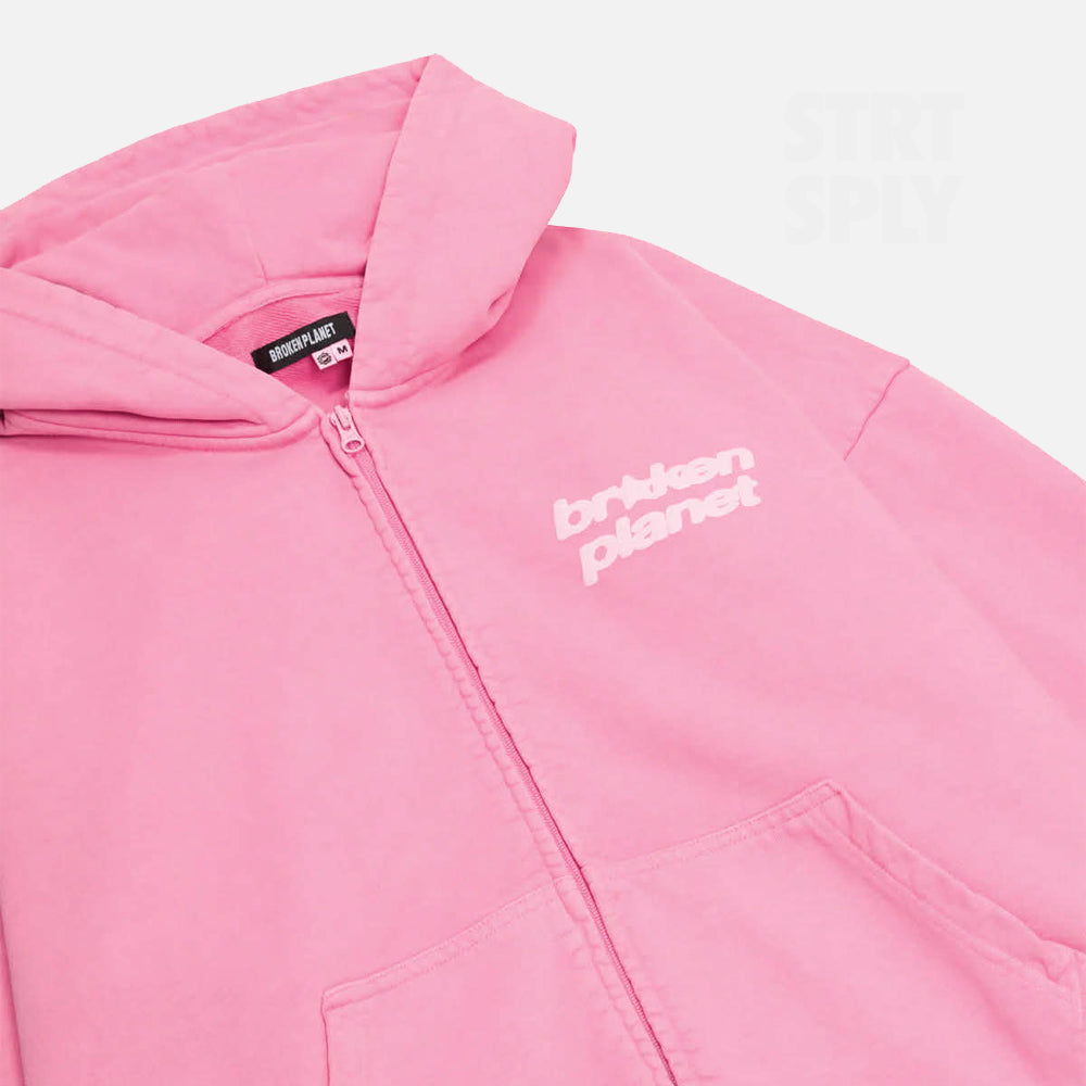 Broken Planet Star Logo Zip-Up Hoodie - Candy Pink
