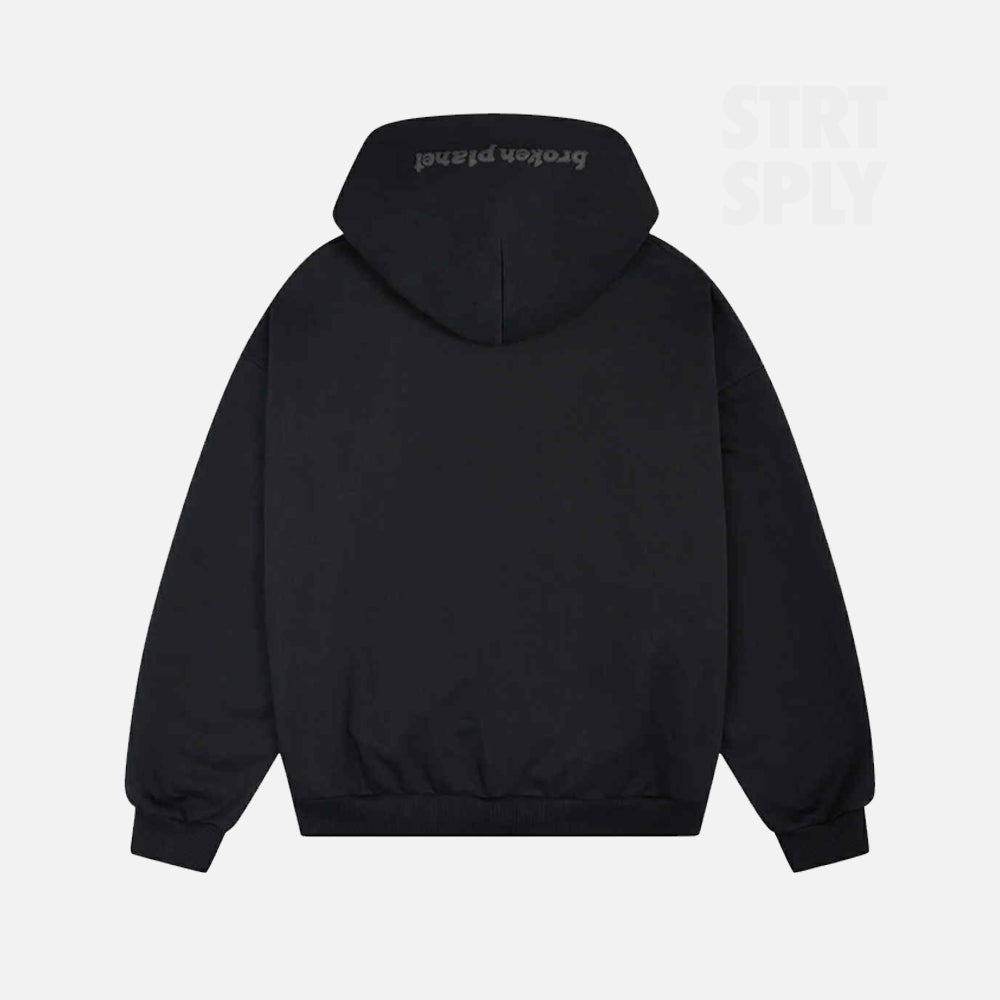 Broken Planet Zip-Up Hoodie - Midnight Black