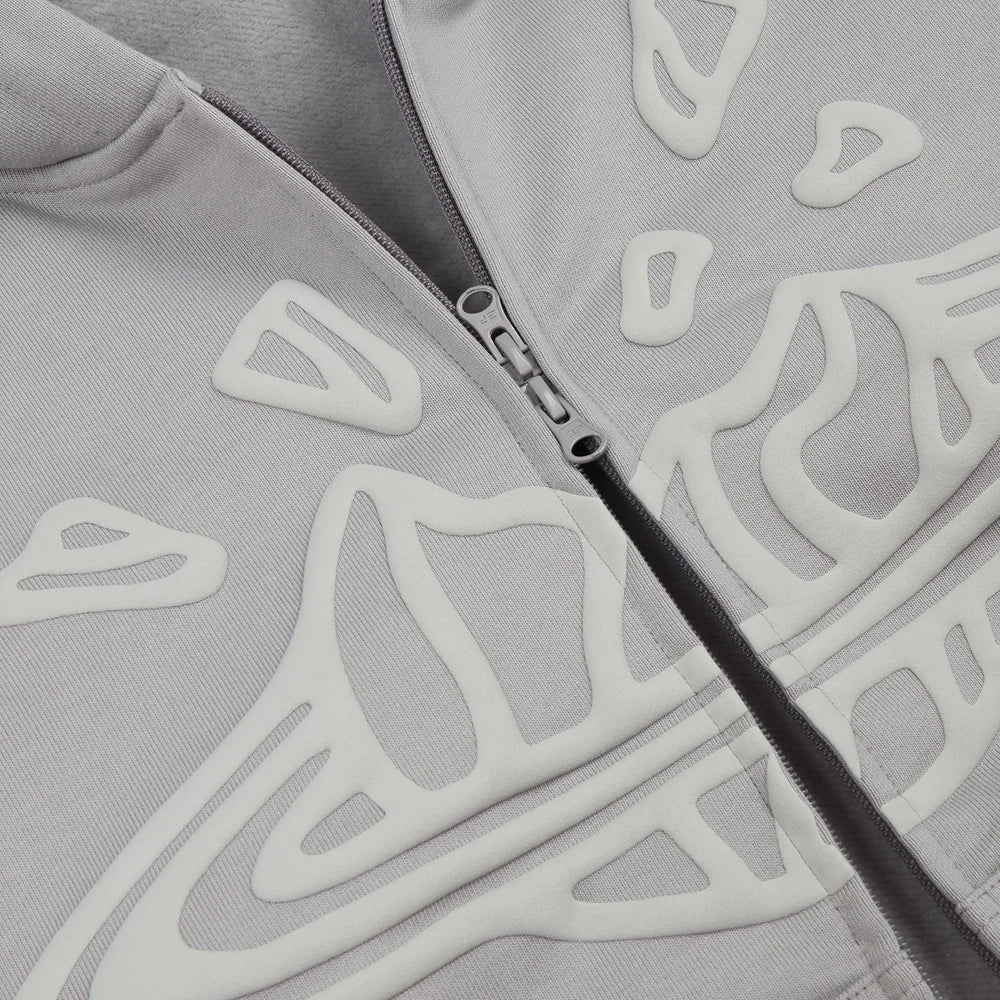 Broken Planet Zip-Up Hoodie - Stone Grey