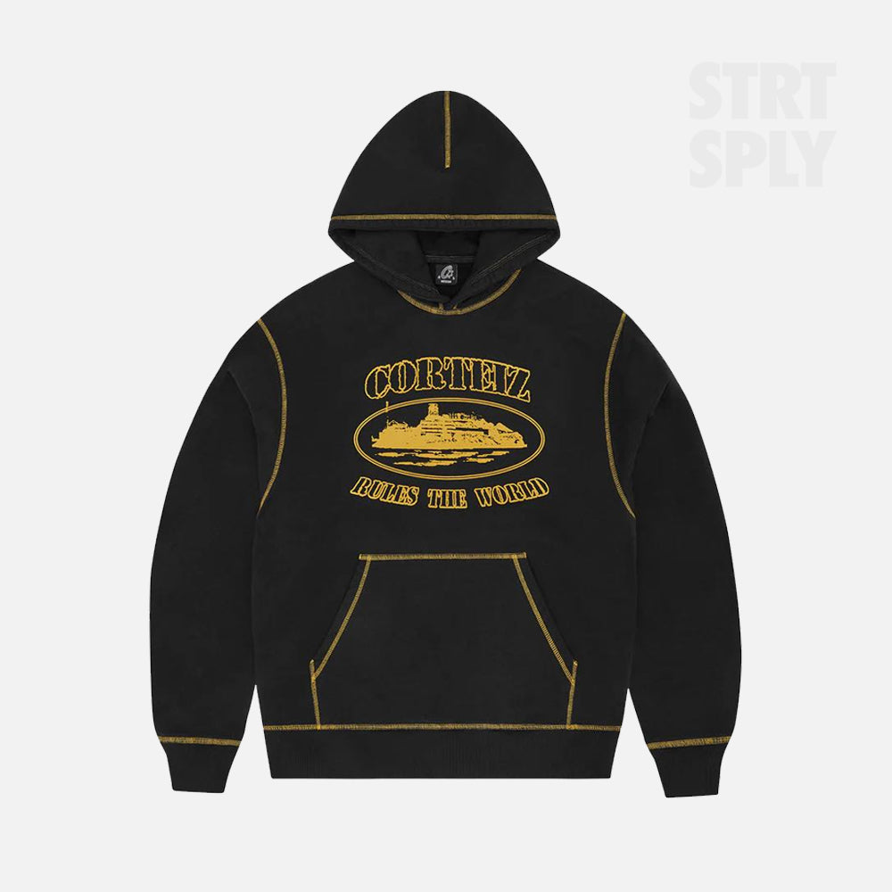 Corteiz RTW Alcatraz Contrast Hoodie - Black / Yellow
