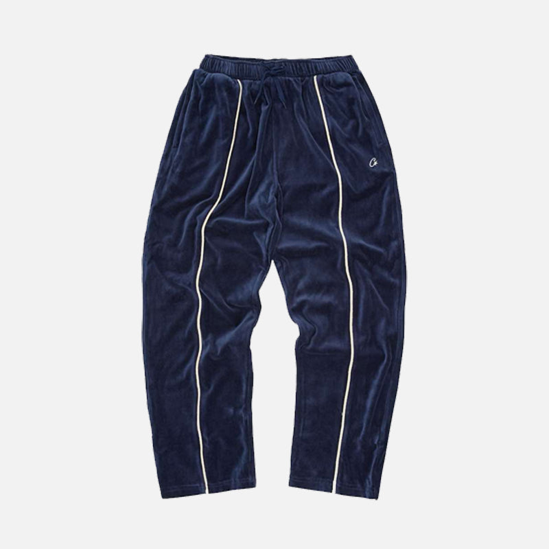 Corteiz RTW VVS Uptown Velour Track Pants - Navy