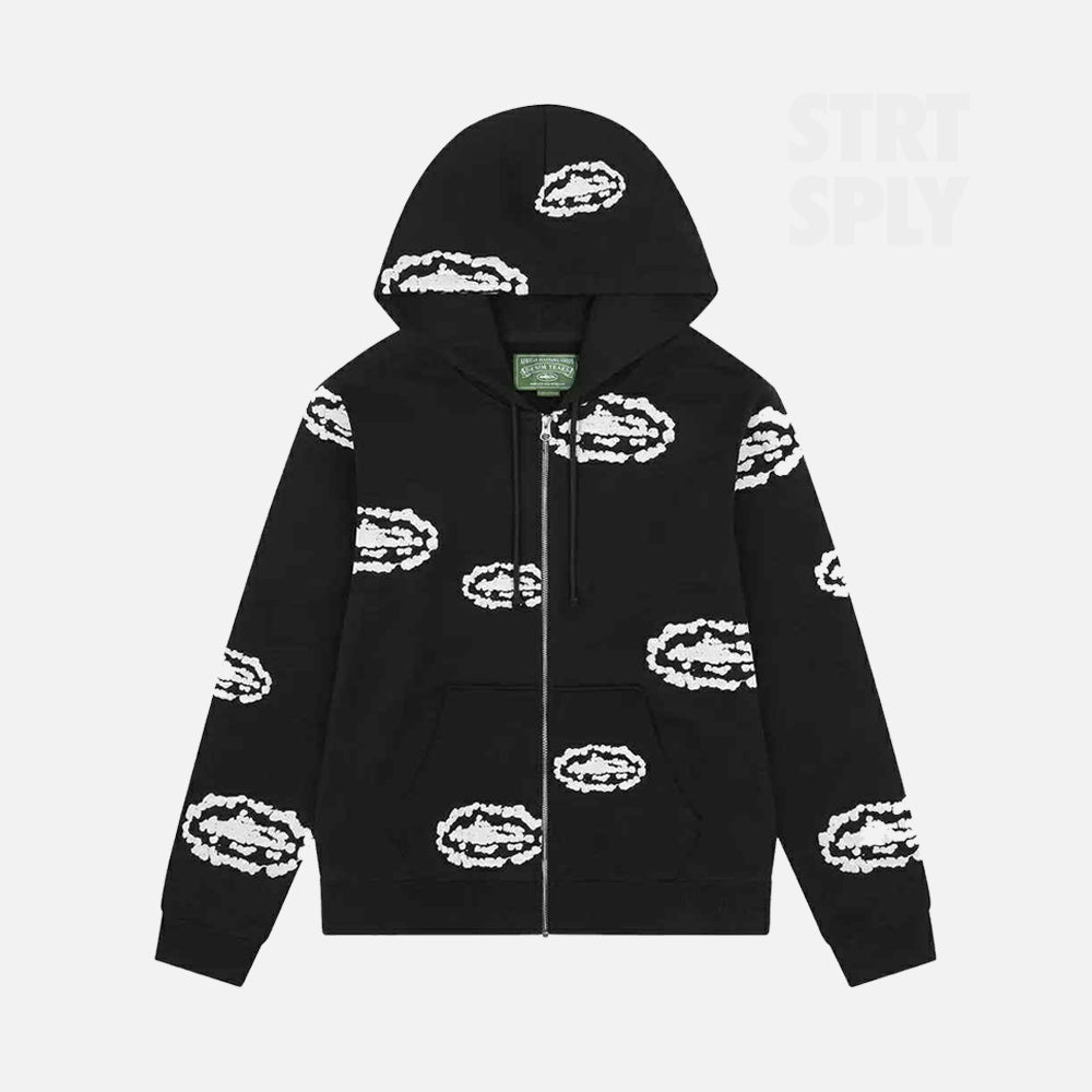 Denim Tears x Corteiz RTW Cotton Wreath Zip-Up Hoodie - Black