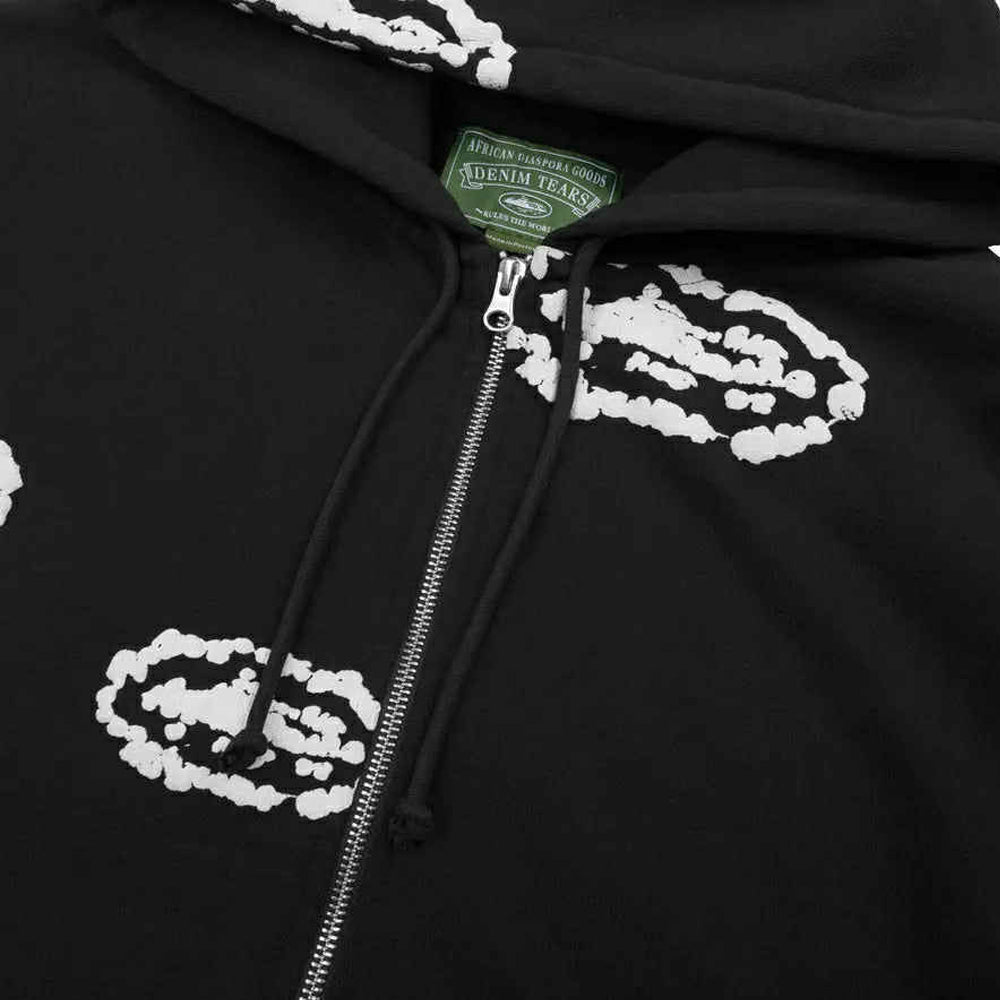 Denim Tears x Corteiz RTW Cotton Wreath Zip-Up Hoodie - Black