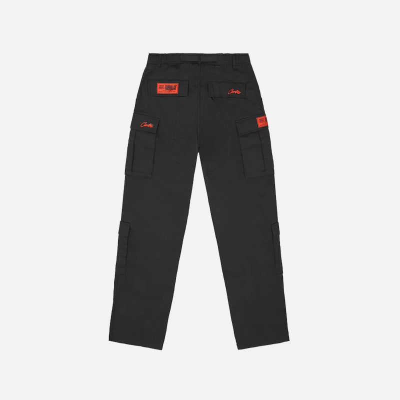 Corteiz RTW Alcatraz Cargo Trouser - Black / Red