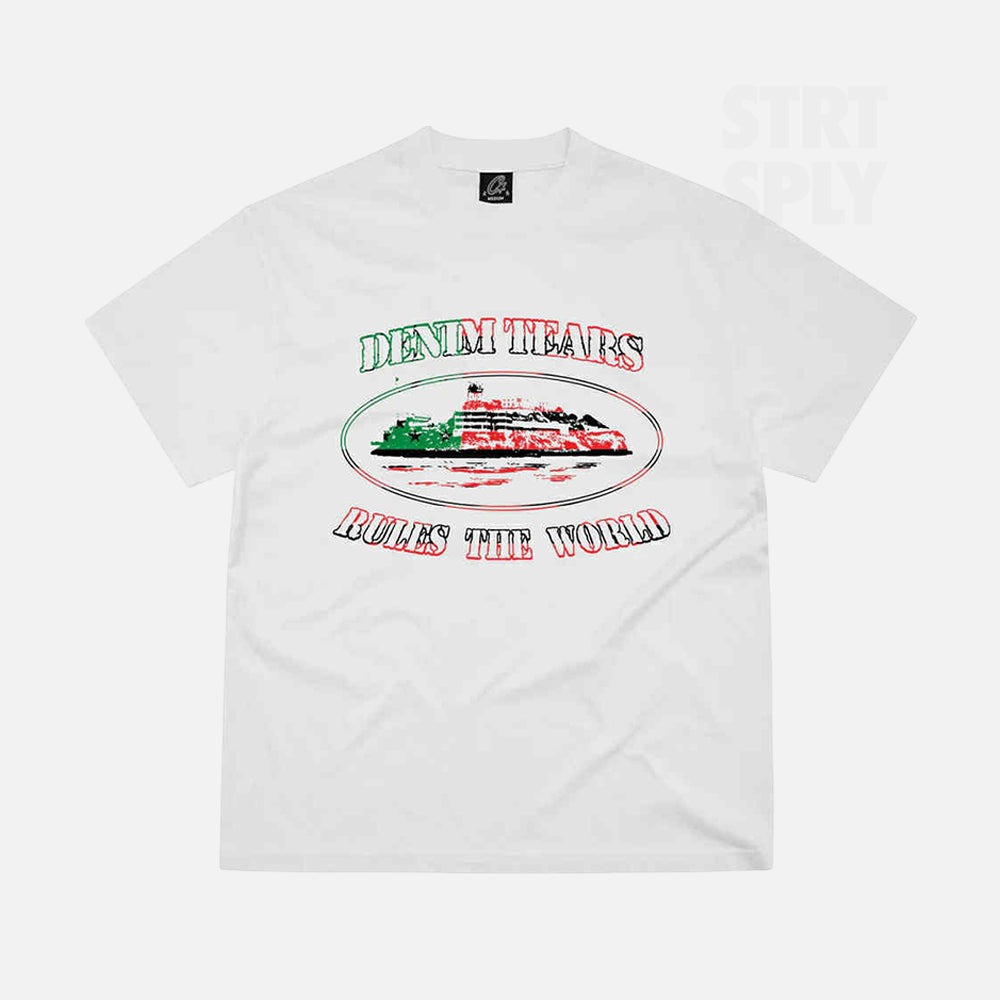 Corteiz RTW x Denim Tears OG Alcatraz T-Shirt - White