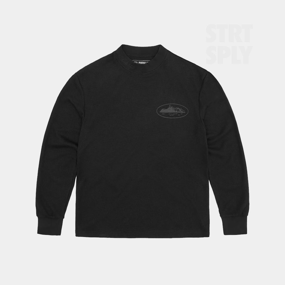 Corteiz RTW Alcatraz Waffle LS T-Shirt - Triple Black