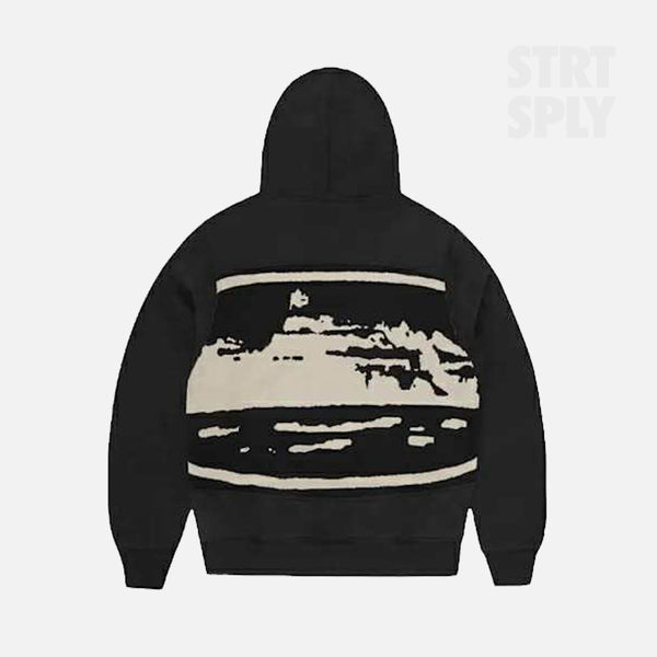 Corteiz RTW Alcatraz Mixed Panel Zip-Up Hoodie - Black