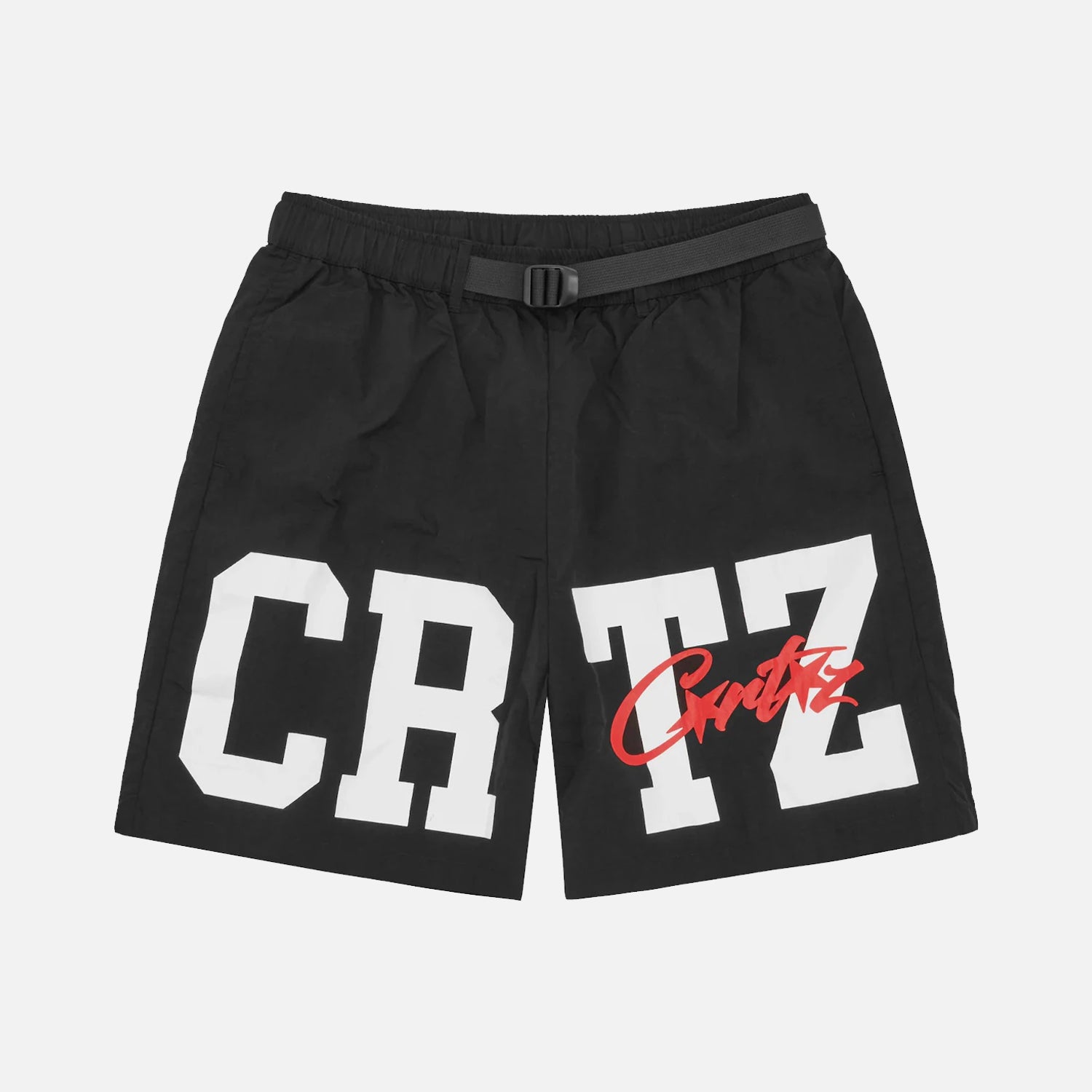 Corteiz RTW Crtz Nylon Shorts - Black / White