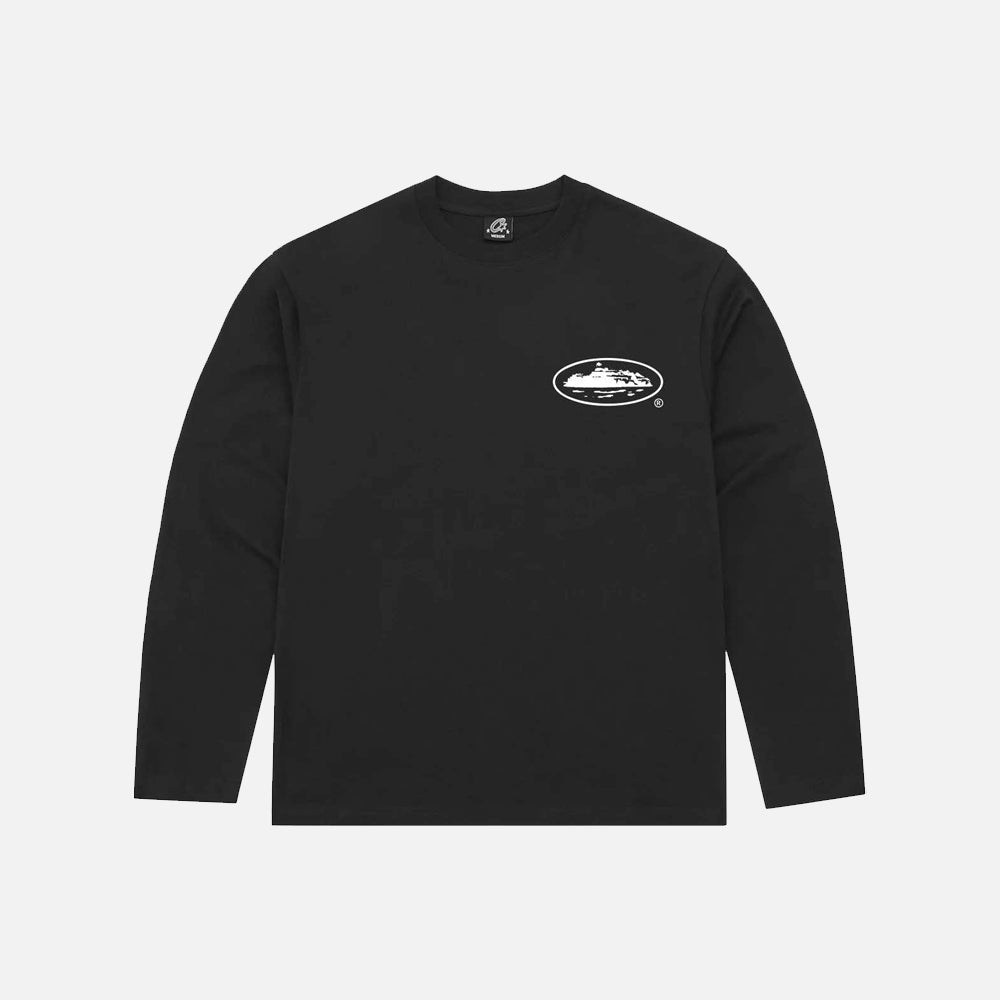 Corteiz RTW OG Island Long Sleeve T-Shirt - Black / White