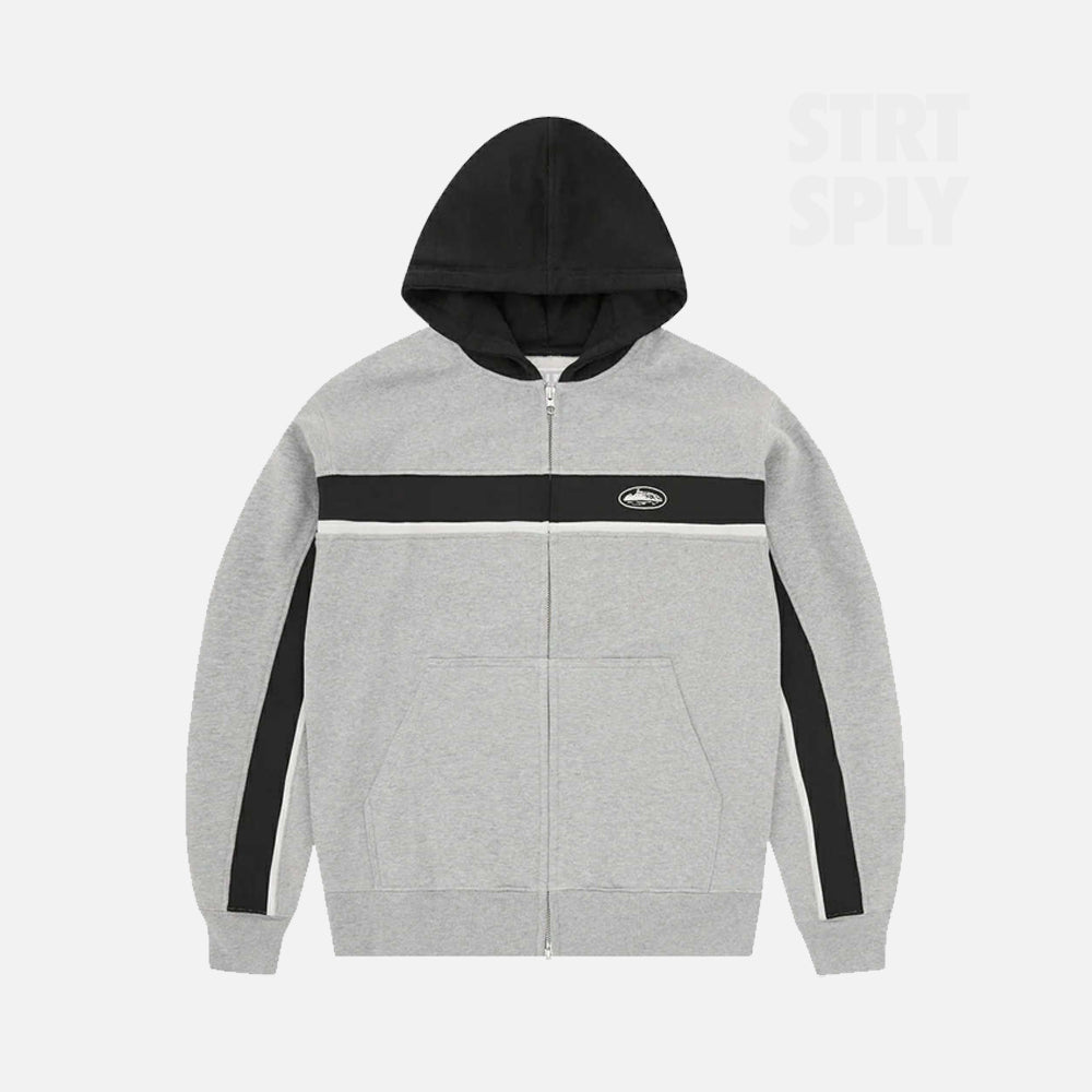 Corteiz RTW Ribbed Sporteiz Zip Hoodie - Heather Grey