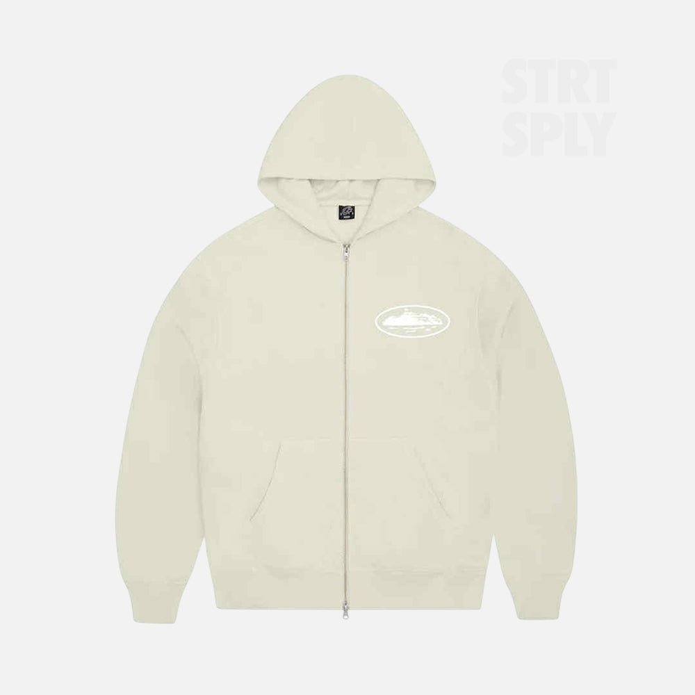 Corteiz RTW Island Puff Print Zip Hoodie - Off White