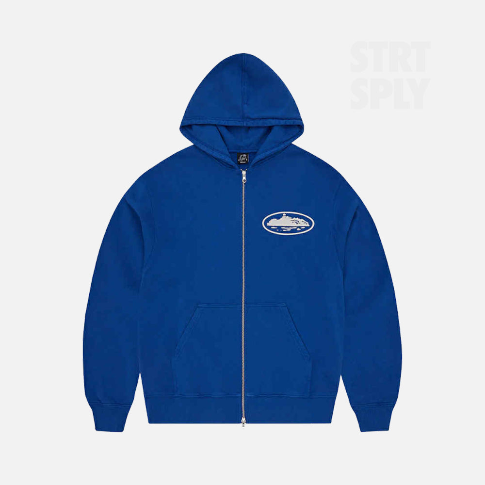 Corteiz RTW Island Puff Print Zip Hoodie - Royal Blue