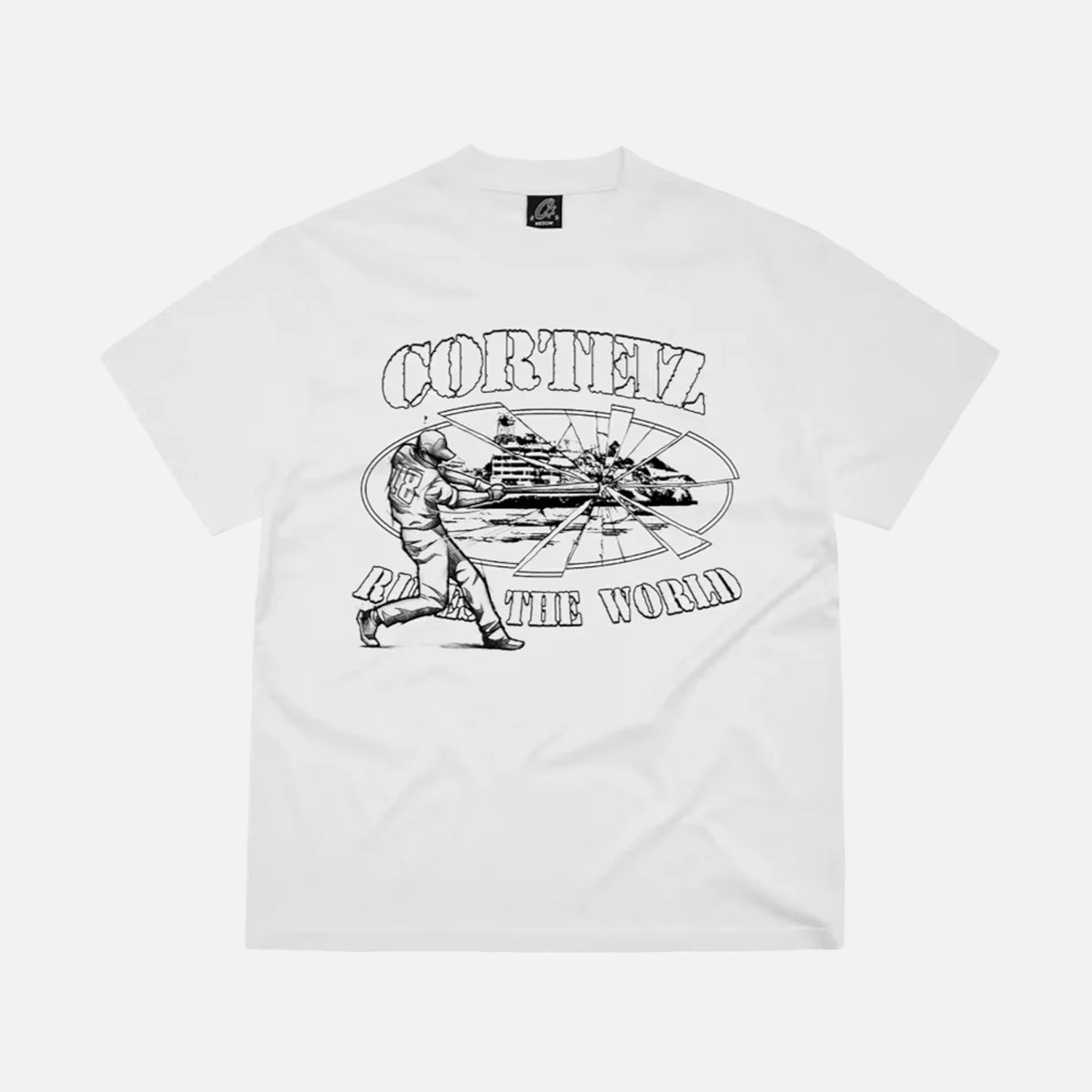 Corteiz RTW Alcatraz Baseball T-Shirt - White / Black