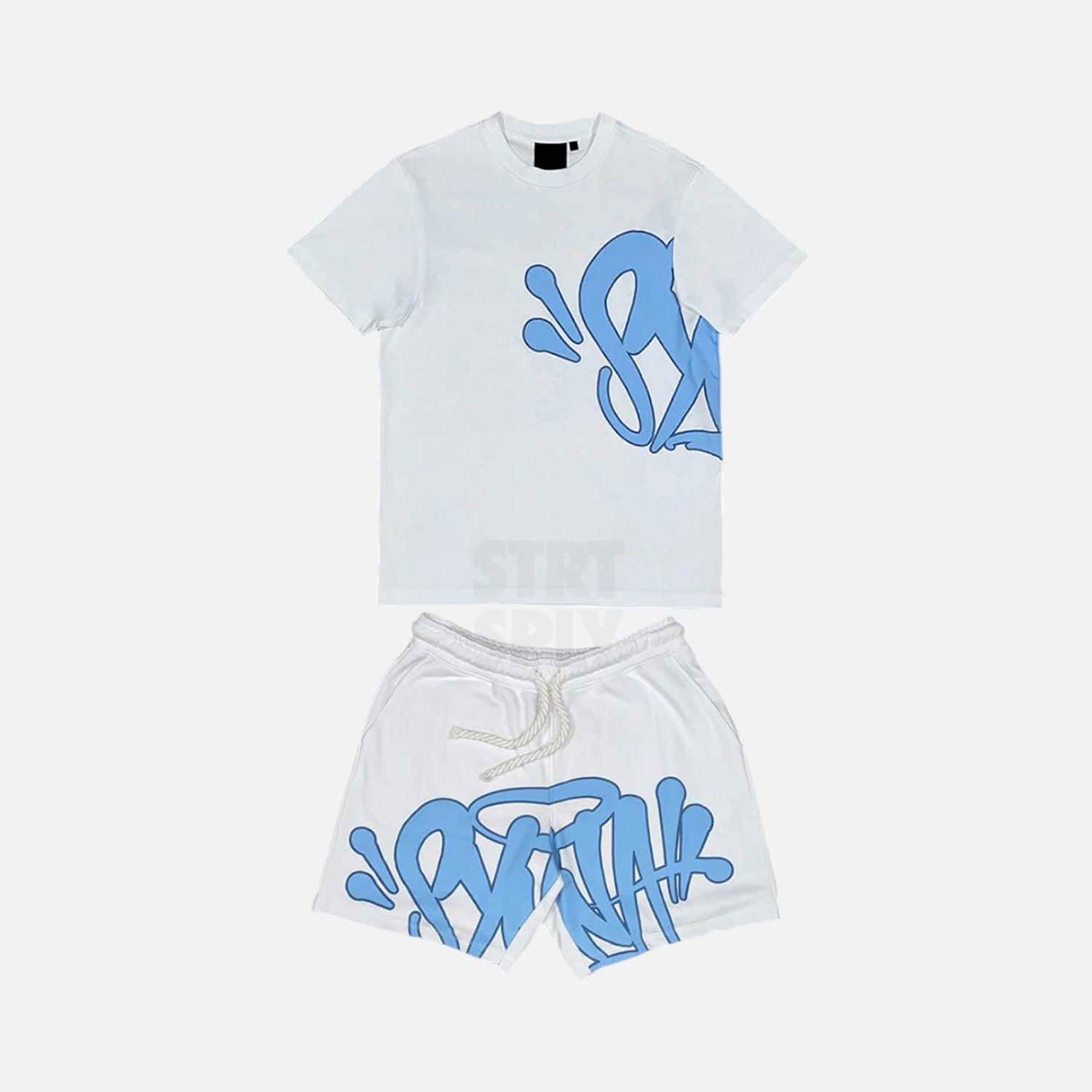 Syna World T-Shirt & Shorts Logo Set - White / Blue