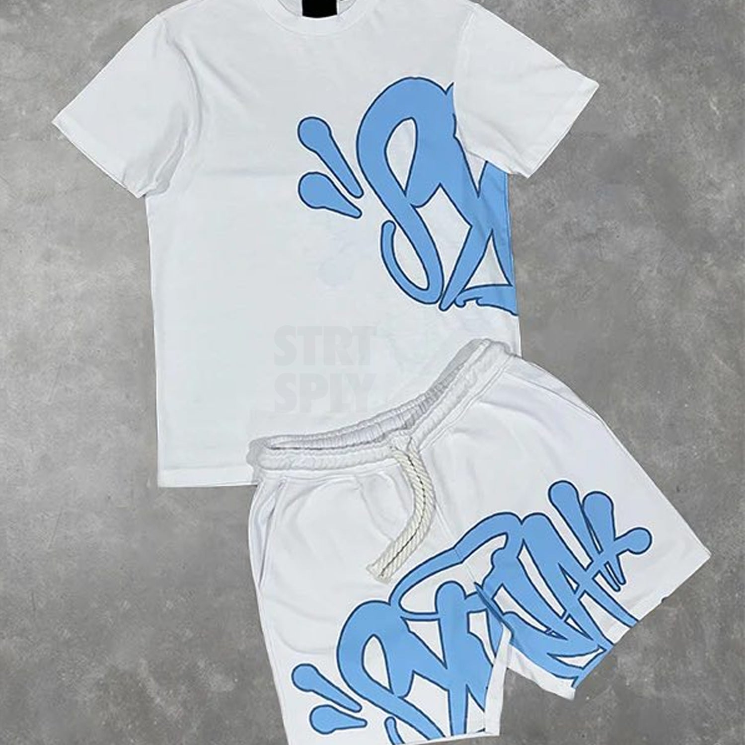 Syna World T-Shirt & Shorts Logo Set - White / Blue