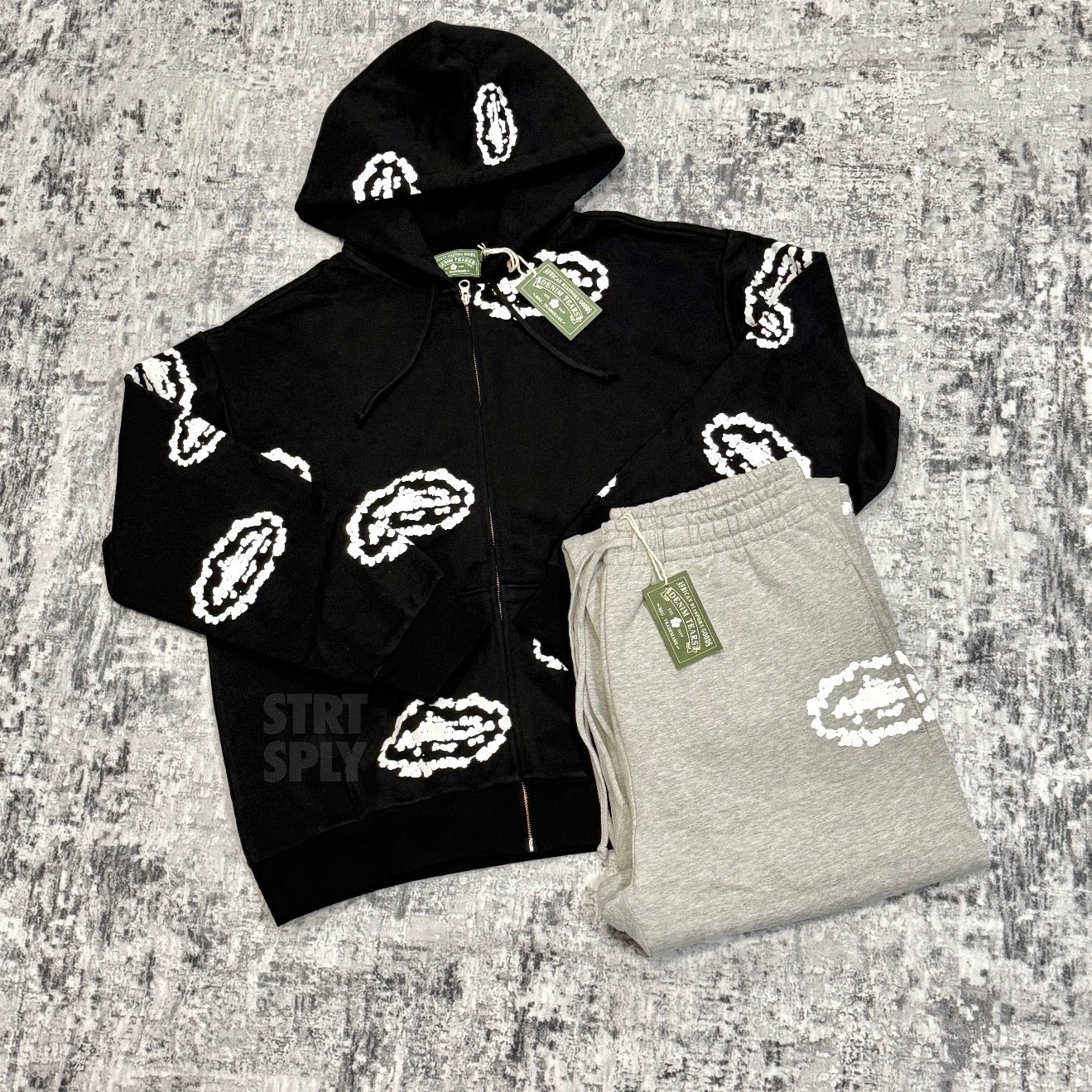 Denim Tears x Corteiz RTW Cotton Wreath Zip-Up Hoodie - Black